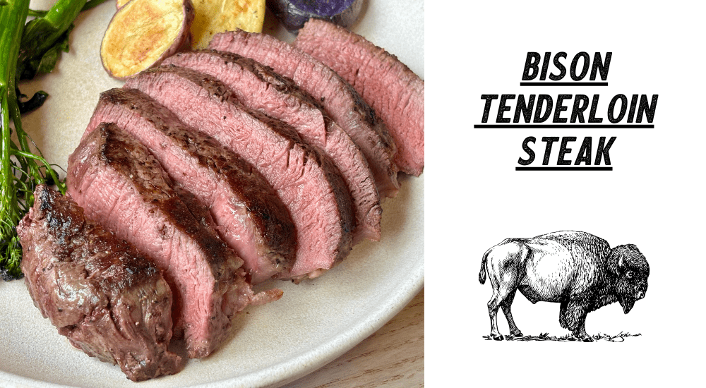 Bison Tenderloin Steak with Crispy Potatoes &amp; Roasted Baby Broccoli