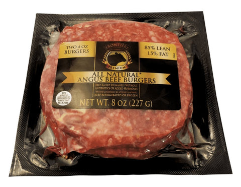 All Natural Angus Beef 1/4 LB Burgers 85% Lean - frontierenaturalmeats