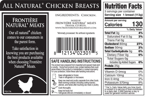 All Natural Chicken Breast, 4oz - frontierenaturalmeats
