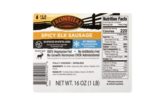 Elk Spicy Sausage - frontierenaturalmeats
