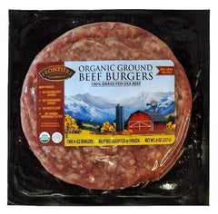 Organic Beef 1/4 LB Burgers 85% Lean - frontierenaturalmeats